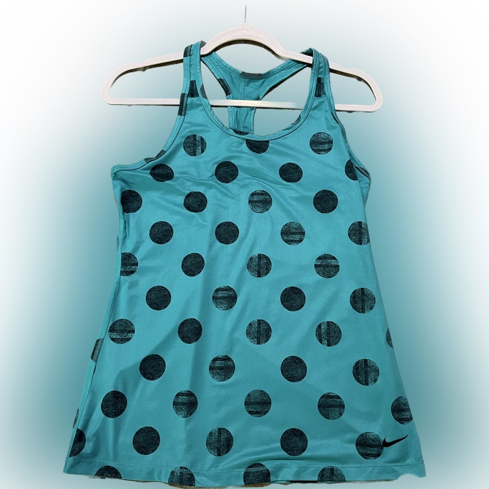 Great Condition Women’s Nike Turquoise Dotted Sleeveless Large Athletic Shirt